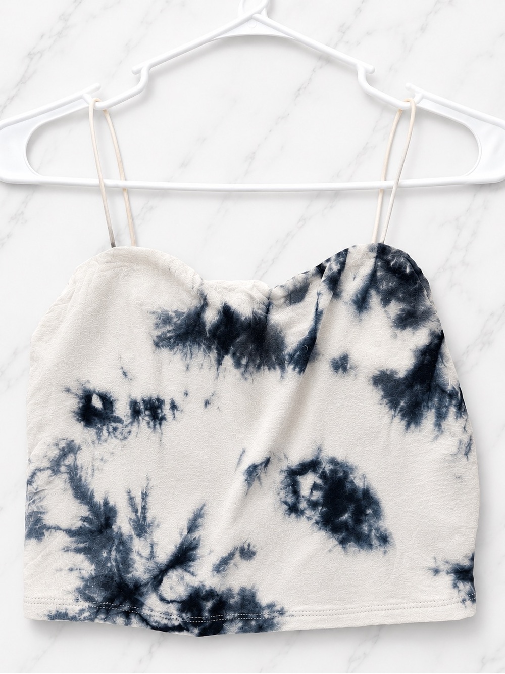 Fashion Nova White Black Tie Dye Cami Crop Top Sweetheart Festival | Small⁠